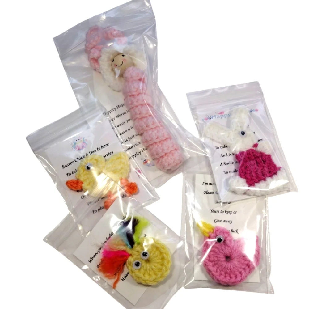 Handcrafted Easter Worry Worm & Fidget Set Of 5- Multicolor